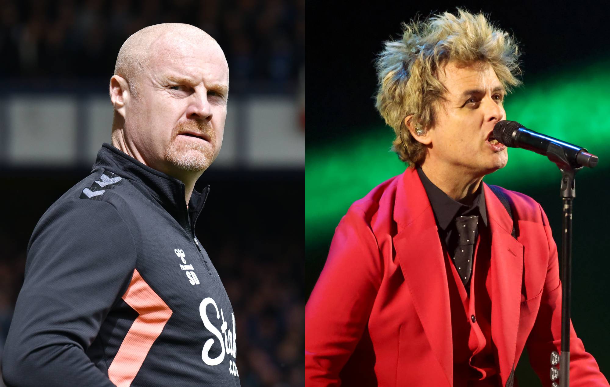 Sean Dyche and Green Day's Billie Joe Armstrong. Credit: Tony McArdle and Amy Sussman via GETTY